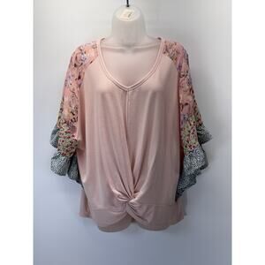 GiGio Usa Blouse Women's Small Top Floral Short Sleeve Flutter Sleeves